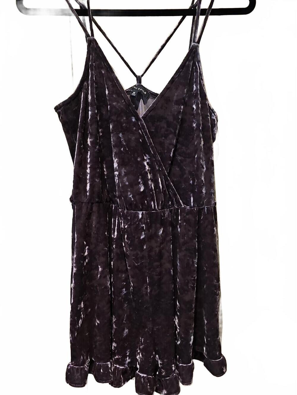 Kendall & Kylie Romper Velvet Academia Goth Grunge Y2K Witchy Gunmetal Medium